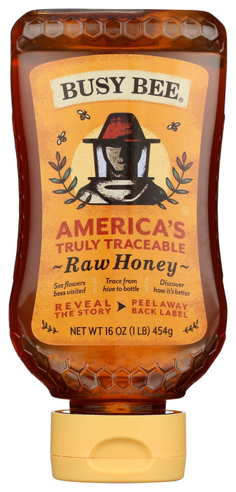 BUSY BEE: Raw Honey Usa Inverted Pet, 16 oz