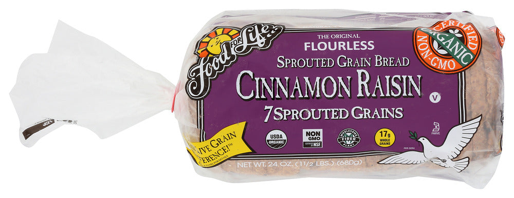 FOOD FOR LIFE: 7 Sprouted Grains Cinnamon Raisin Bread, 24 oz