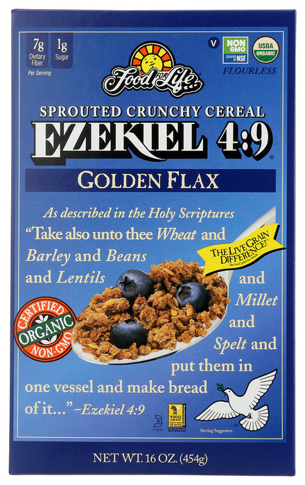 FOOD FOR LIFE: Ezekiel 4:9 Sprouted Grain Cereal Golden Flax, 16 oz