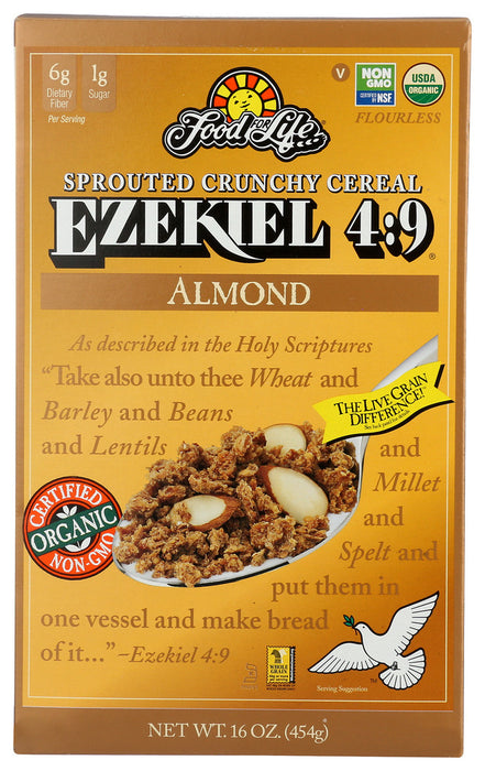 FOOD FOR LIFE: Ezekiel 4:9 Sprouted Grain Cereal Almond, 16 oz