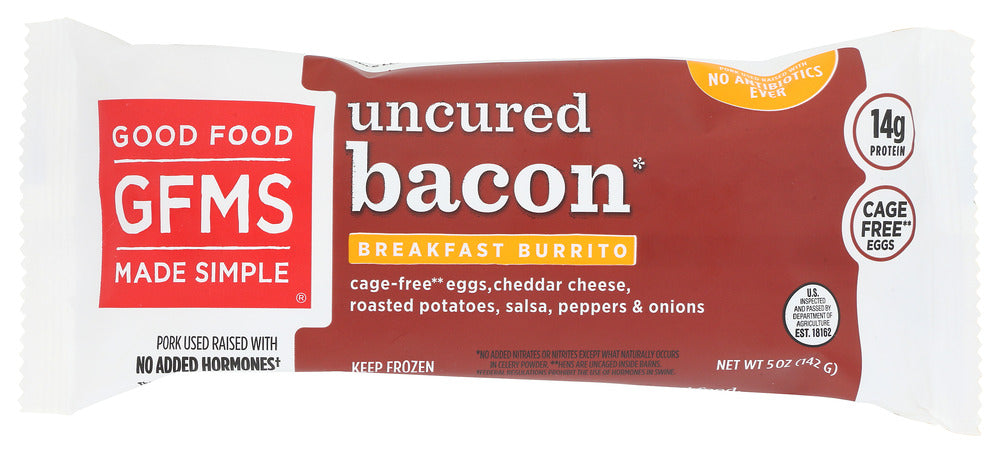 GOOD FOOD MADE SIMPLE: Uncured Bacon Breakfast Burrito, 5 oz