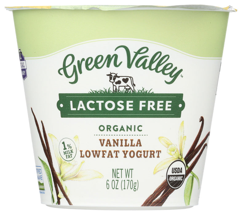 GREEN VALLEY ORGANICS: Low Fat Lactose Free Yogurt Vanilla, 6 oz