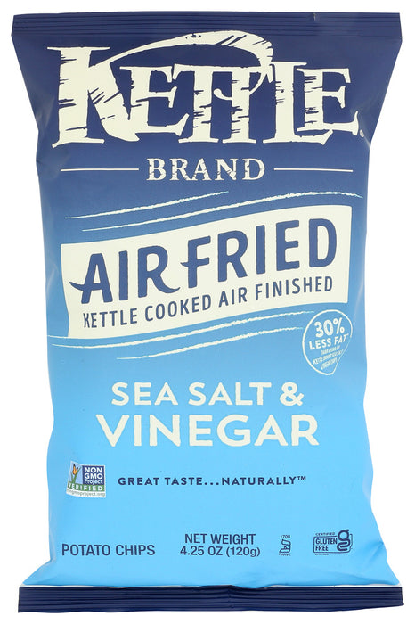 KETTLE FOODS: Sea Salt and Vinegar Air Fried Potato Chips, 4.25 oz