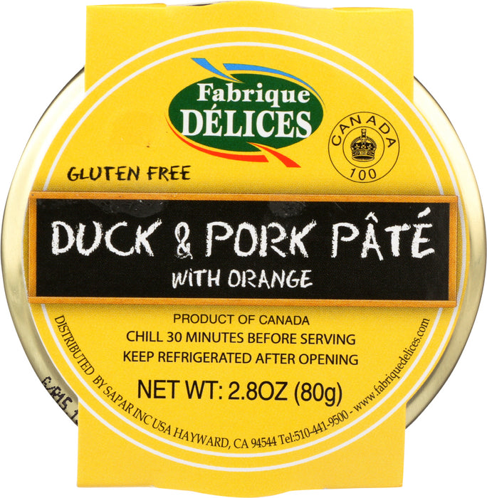FABRIQUE DELICES: Duck & Pork Pate with Orange, 2.8 oz