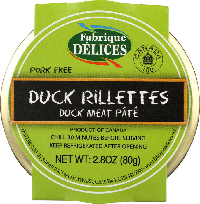 FABRIQUE DELICES: Duck Rillettes Glass Jar, 2.8 oz