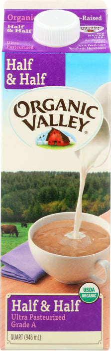 ORGANIC VALLEY: Half & Half Ultra Pasteurized Grade A, 32 oz