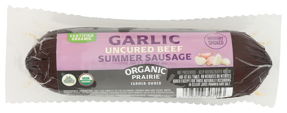 ORGANIC PRAIRIE: Uncured Beef Summer Roasted Garlic Sausage, 12 oz