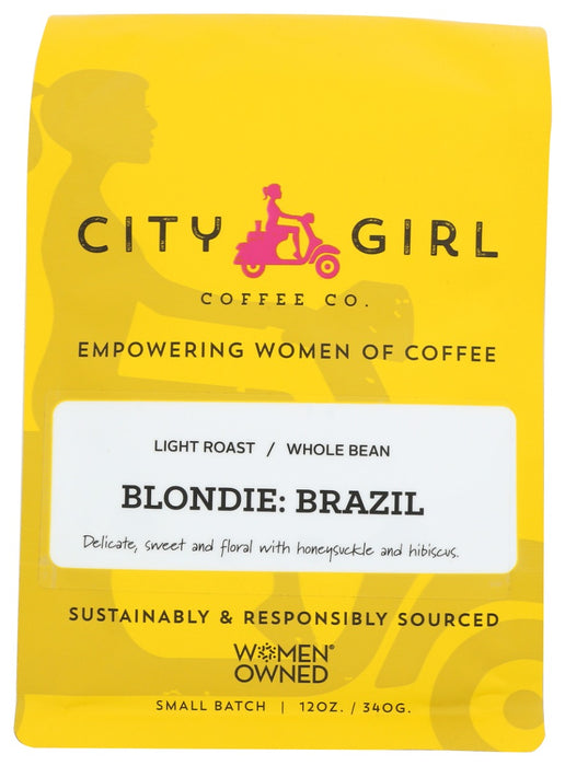 CITY GIRL COFFEE: Coffee Blnd Brazil Whl Bean, 12 OZ