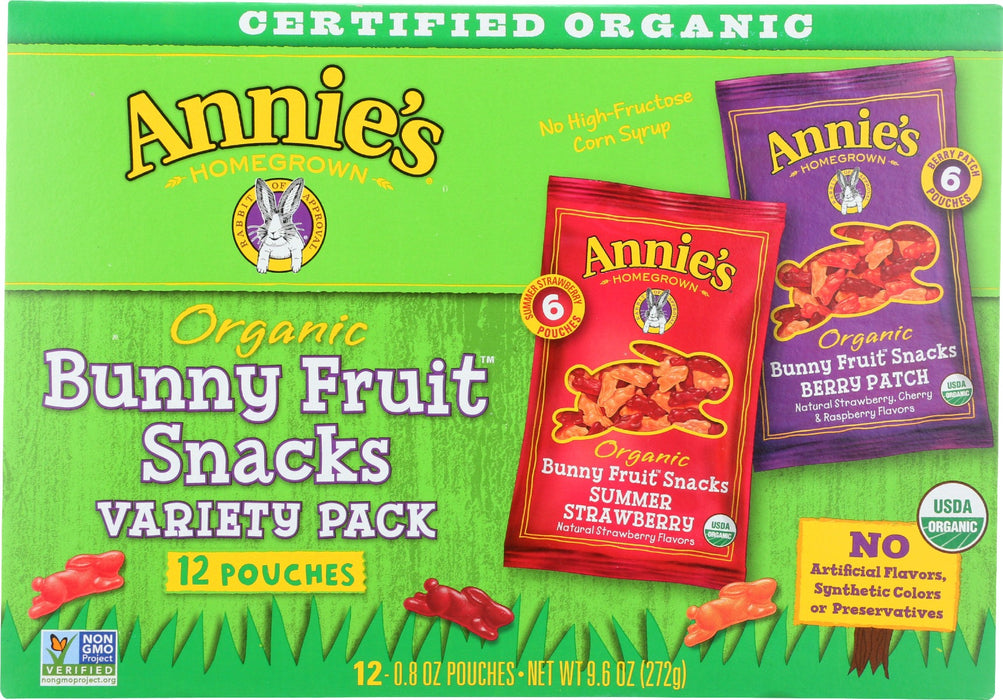 ANNIES HOMEGROWN: Fruit Snk Vrty Bunny, 9.6 OZ