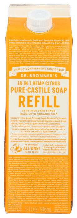 DR. BRONNER'S: Soap Refill Citrus, 32 fo