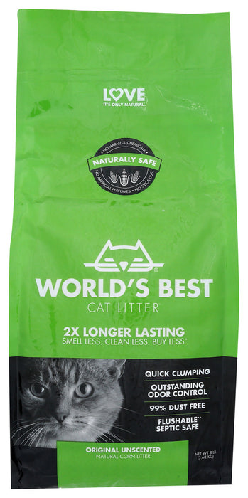 WORLDS BEST CAT LITTER: Original Unscented Litter Clumping Formula, 8 lb