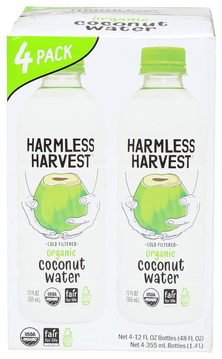 HARMLESS HARVEST: Coconut Water 12Oz-4Pk, 48 oz