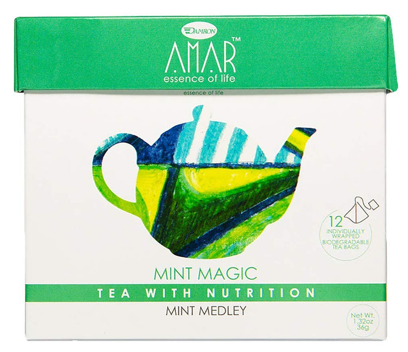 AMAR ESSENCE OF LIFE TEA WITH NUTRITION: Tea Herbal Mint 12Ct, 1.32 oz