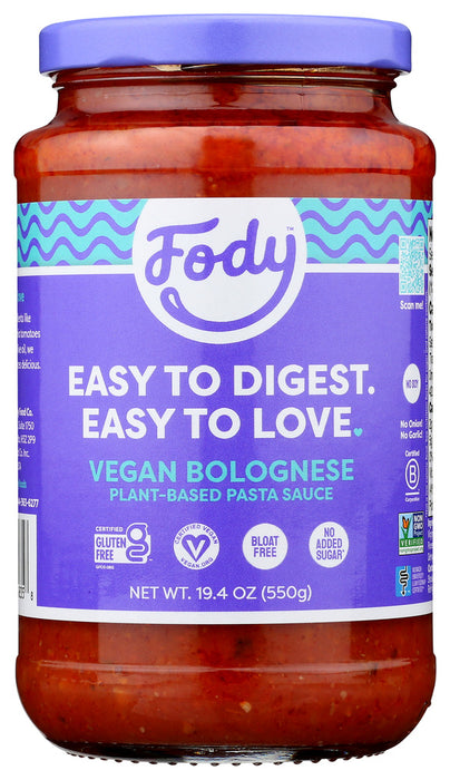 FODY FOOD CO: Vegan Bolognese Pasta Sauce, 19.4 oz