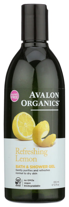 AVALON ORGANICS: Bath & Shower Gel Lemon, 12 oz