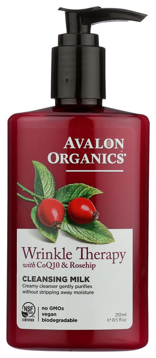 AVALON ORGANICS: Wrinkle Therapy Cleansing Milk with CoQ10 & Rosehip, 8.5 oz