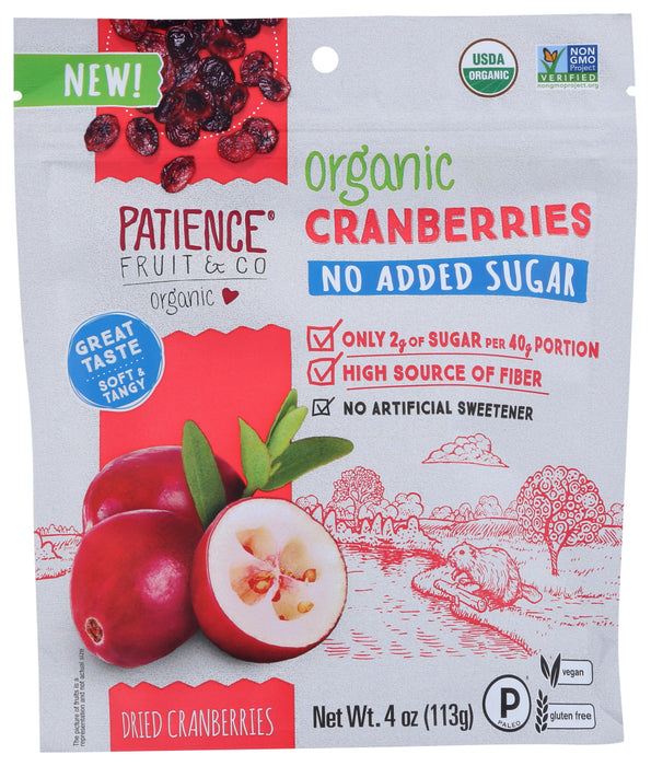 PATIENCE FRUIT & CO: No Added Sugar Organic Dried Cranberries, 4 oz