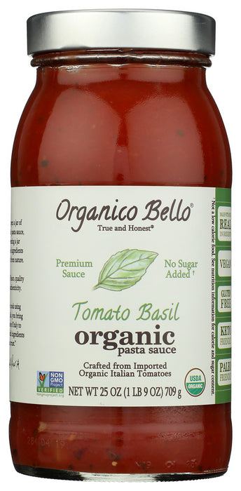 ORGANICO BELLO: Organic Pasta Sauce Tomato Basil, 25 Oz