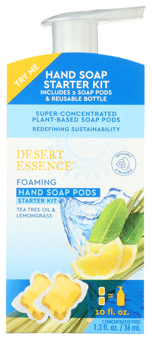 DESERT ESSENCE: Tea Tree Oil & Lemongrass Foaming Hand Soap Pod Starter Kit, 1.3 fo