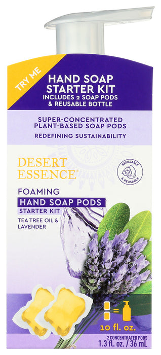 DESERT ESSENCE: Tree Oil & Lavender Foaming Hand Soap Pod Starter Kit, 1.3 fo