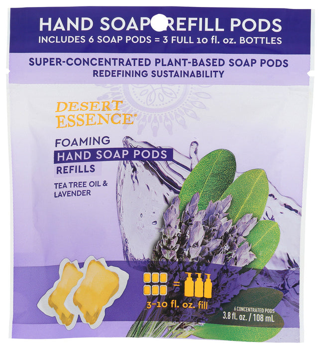 DESERT ESSENCE: Tea Tree Oil & Lavender Foaming Hand Soap Refill Pods, 3.8 fo