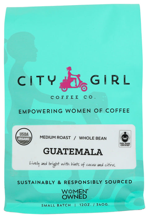 CITY GIRL COFFEE: Coffee Guatemala Whl Bean, 12 OZ