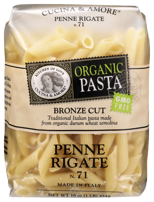 CUCINA & AMORE: Organic Bronze Cut Penne Rigate Pasta, 16 oz