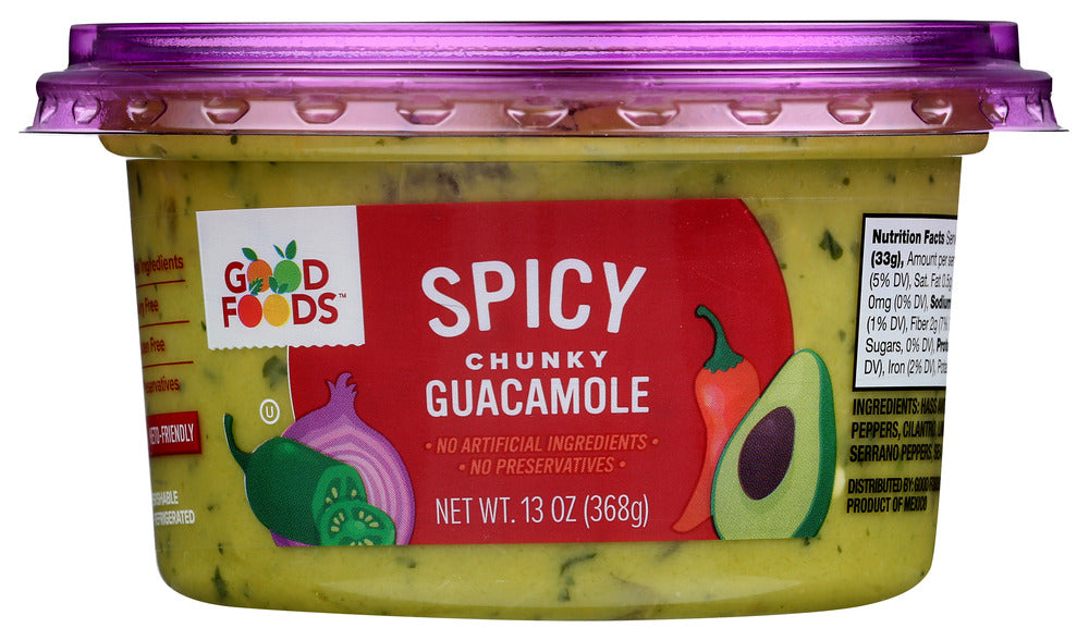 GOOD FOODS: Spicy Chunky Guacamole, 13 oz