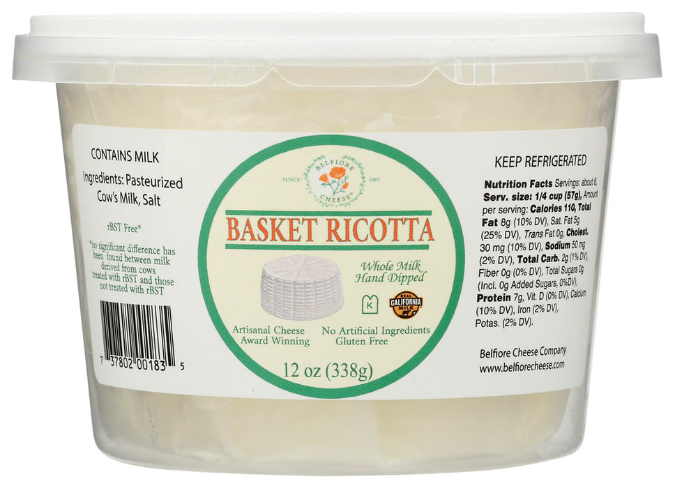 BELFIORE: Basket Ricotta Cheese, 12 oz