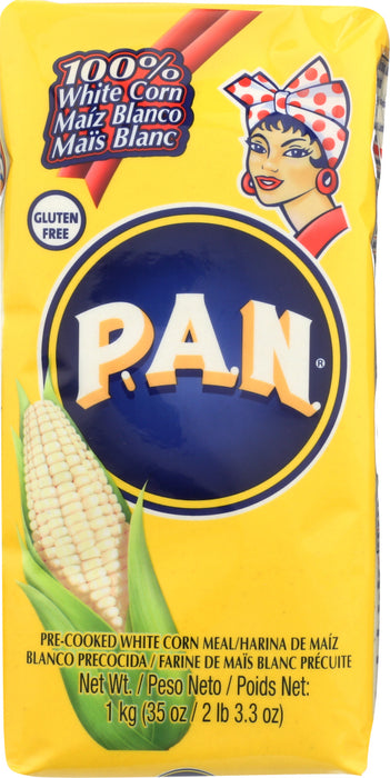 PAN HARINA: Pre Cooked White Corn Meal, 35.27 oz