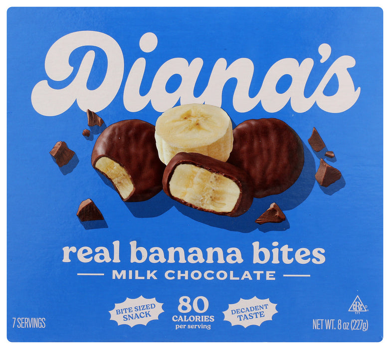 DIANAS BANANAS: Banana Bites Milk Choc, 8 oz
