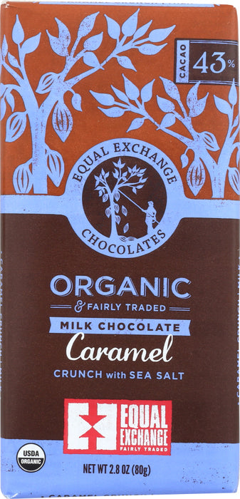 EQUAL EXCHANGE: Organic Milk Chocolate Caramel Crunch With Sea Salt 43% Cacao, 2.8 oz