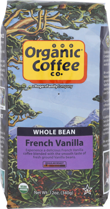 ORGANIC COFFEE CO.: Whole Bean Coffee French Vanilla, 12 oz