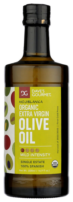 DAVES GOURMET: Organic Hojiblanca Extra Virgin Olive Oil, 500 ml