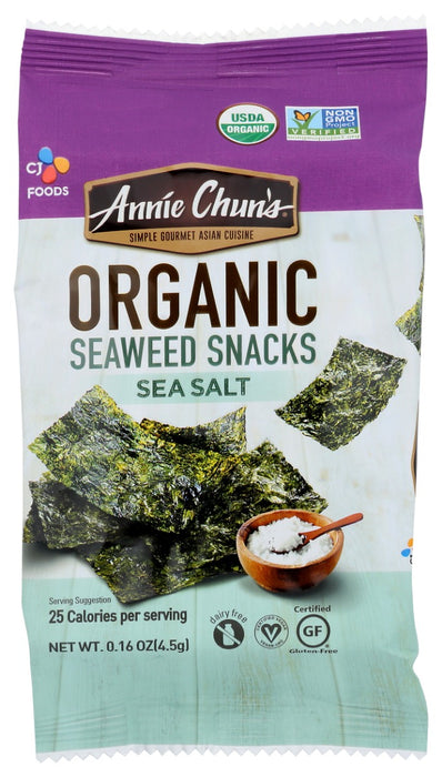 ANNIE CHUNS: Seaweed Snack Sea Salt Mini, 0.16 oz