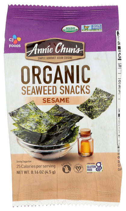 ANNIE CHUNS: Seaweed Snack Sesame Mini, 0.16 oz