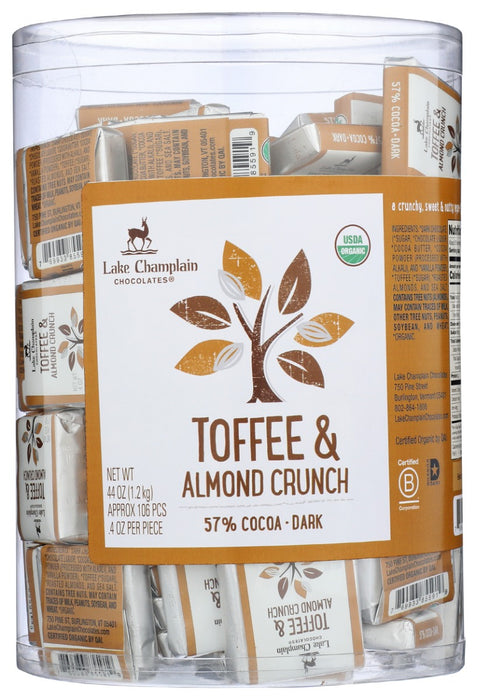 LAKE CHAMPLAIN: Organic Dark Chocolate Toffee and Almonds Squares 106 pc, 44 oz