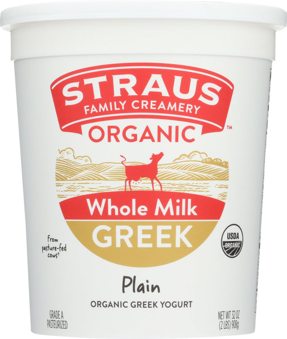 STRAUS: Organic Plain Whole Greek Yogurt, 32 oz