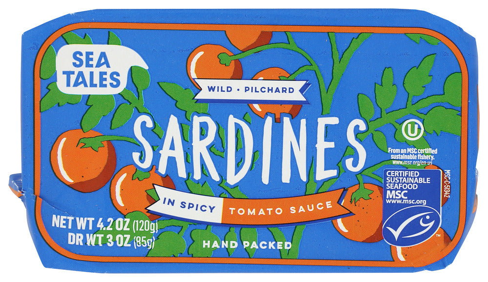 SEA TALES: Sardines Spcy Tomato Sc, 4.2 oz