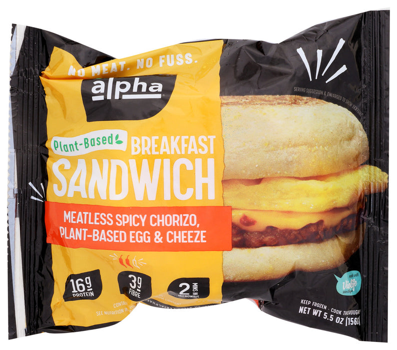 ALPHA FOODS: Meatless Spicy Chorizo Breakfast Sandwich, 5.5 oz