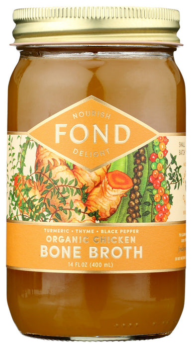 FOND BONE BROTH: Broth Bone Turmeric N Black Pepper Chicken Organic, 14 FO
