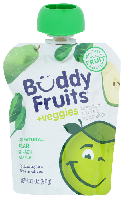 BUDDY FRUITS: Pear Spinach And Apple Blended Fruits And Vegetables, 3.2 oz