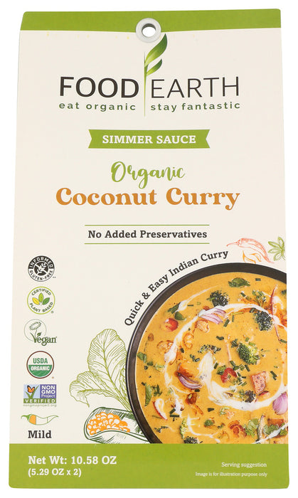 FOOD EARTH: Organic Coconut Curry Simmer Sauce, 10.58 oz