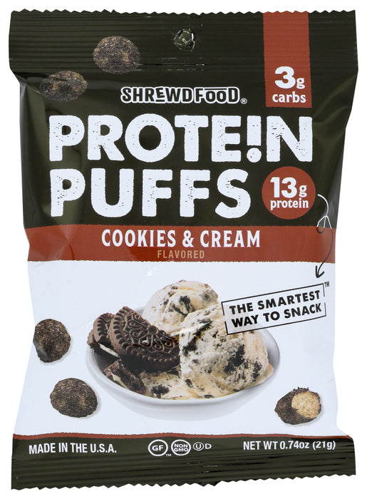 SHREWD FOOD: Protein Puffs Cookies and Cream, 0.74 oz