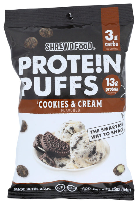 SHREWD FOOD: Protein Puffs Cookies and Cream, 2.25 oz