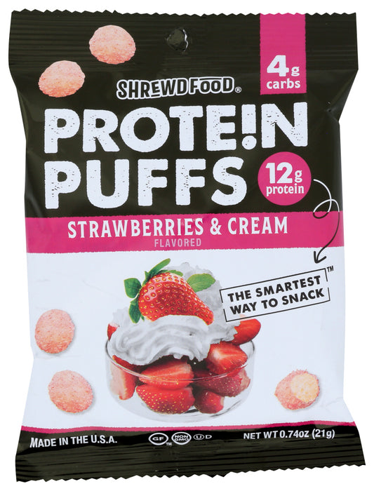 SHREWD FOOD: Strawberries And Cream Protein Puffs, 0.74 oz