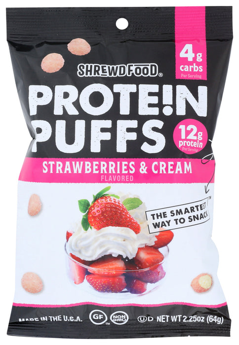 SHREWD FOOD: Protein Puffs Strawberries and Cream, 2.25 oz