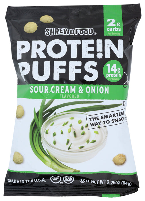 SHREWD FOOD: Protein Puffs Sour Cream and Onion, 2.25 oz