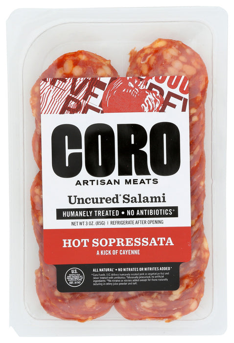 CORO FOODS: Hot Sopressata Salami Sliced Pack, 3 oz