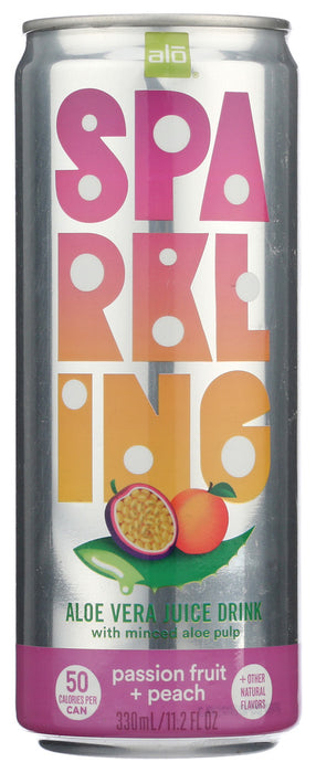 ALO: Sparkling Passionfruit Peach Aloe Vera Juice, 11.2 fo